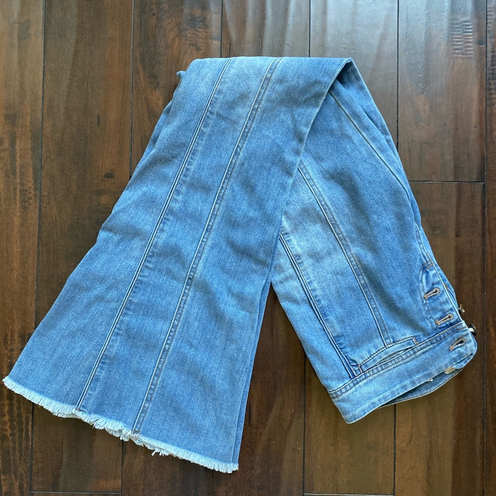 Free People Flare Denim Fray Bell Bottom Jeans